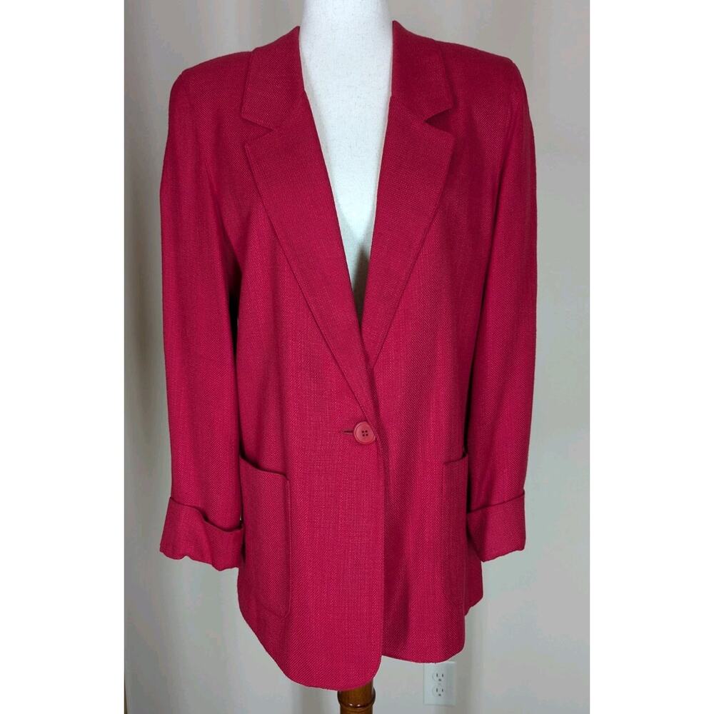 Vintage 1990s Preview Collection Petites Red Soft Blazer Jacket USA Union Made
